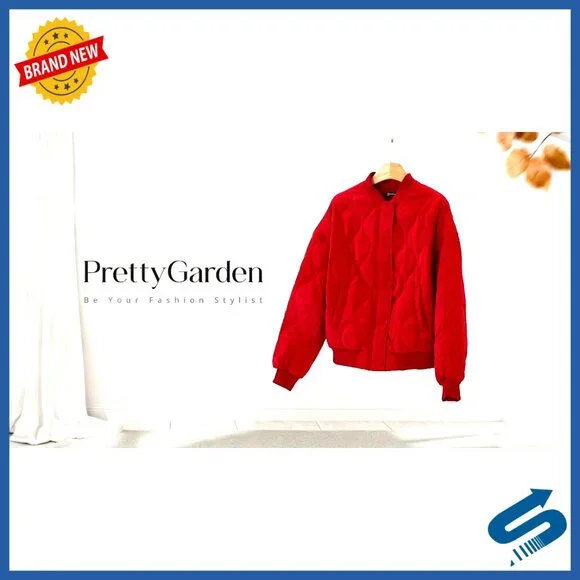 Quilted Bomber Jacket Lightweight Cropped Puffer Zip Up Pockets